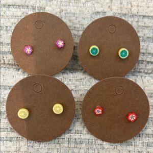 Colorful Floral and Fruit Stud Earrings‎ Set